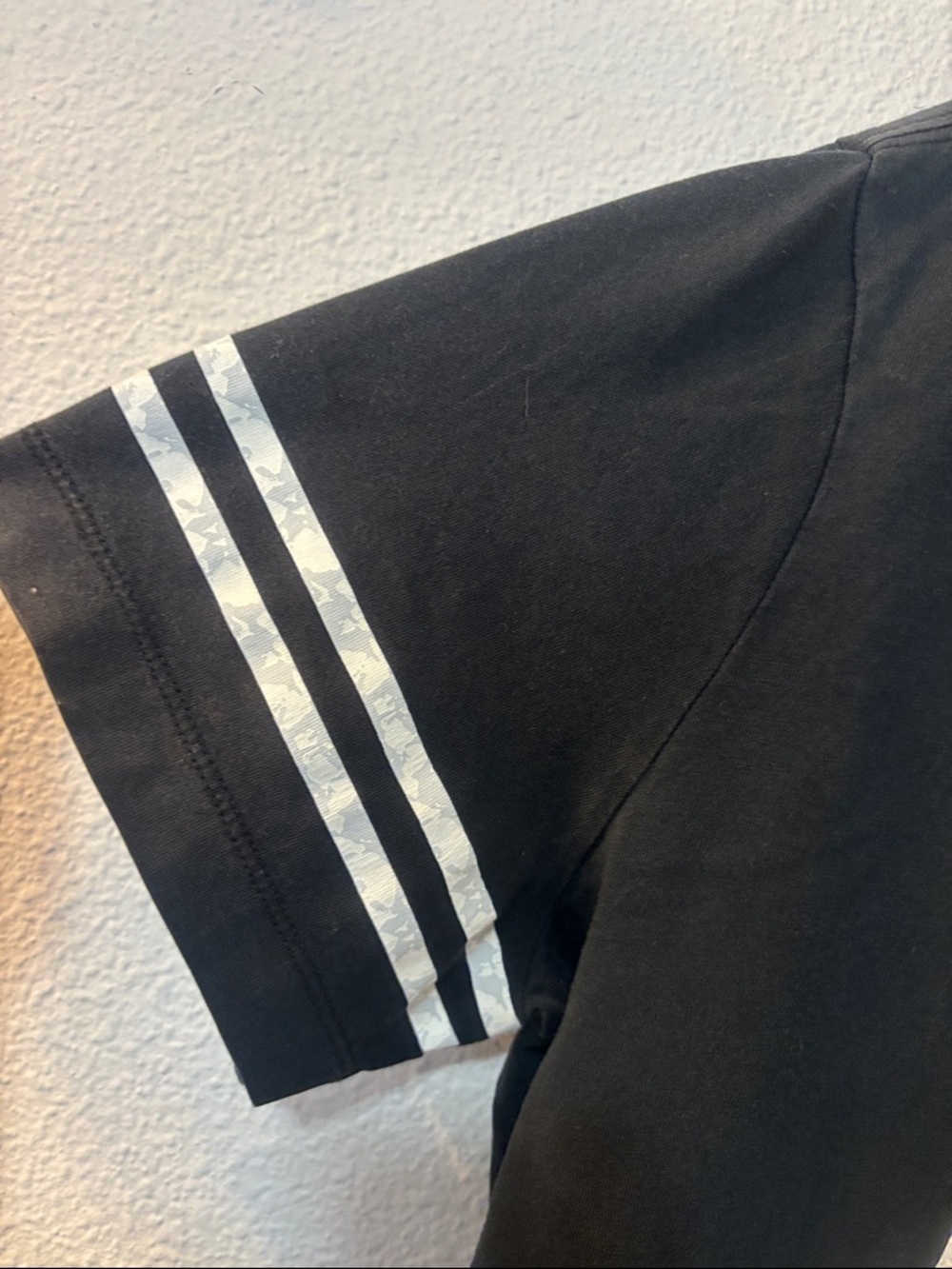 Nike Black Tee with White Swoosh and Sleeve Stripes - Picture 2 of 7